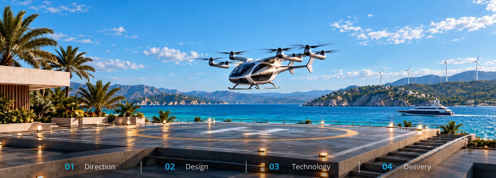 Direction, design, technology and delivery — the four disciplines of one firm.